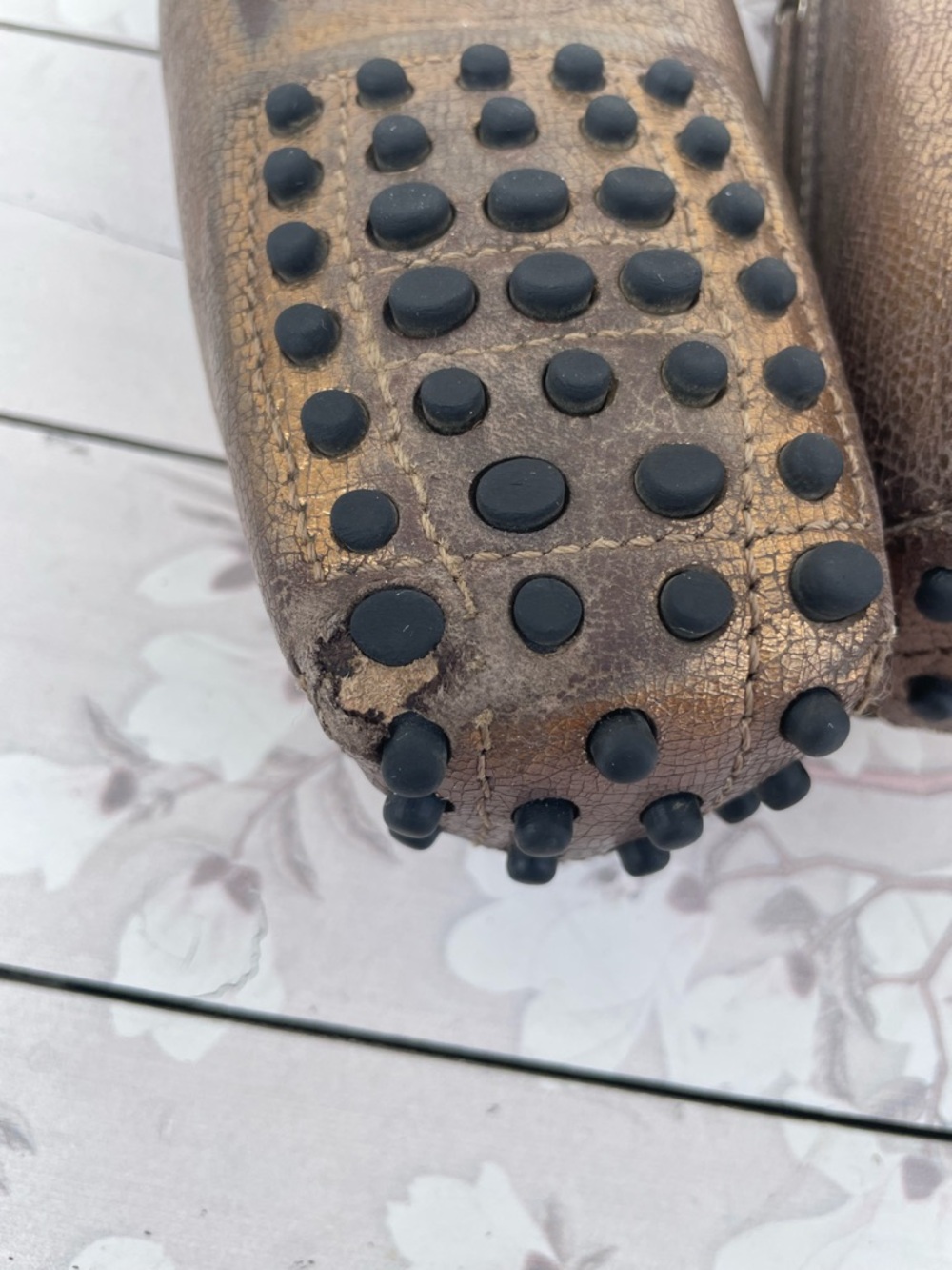 Tod's Metallic Bronze Leather Driving Loafers - Picture 5 of 10